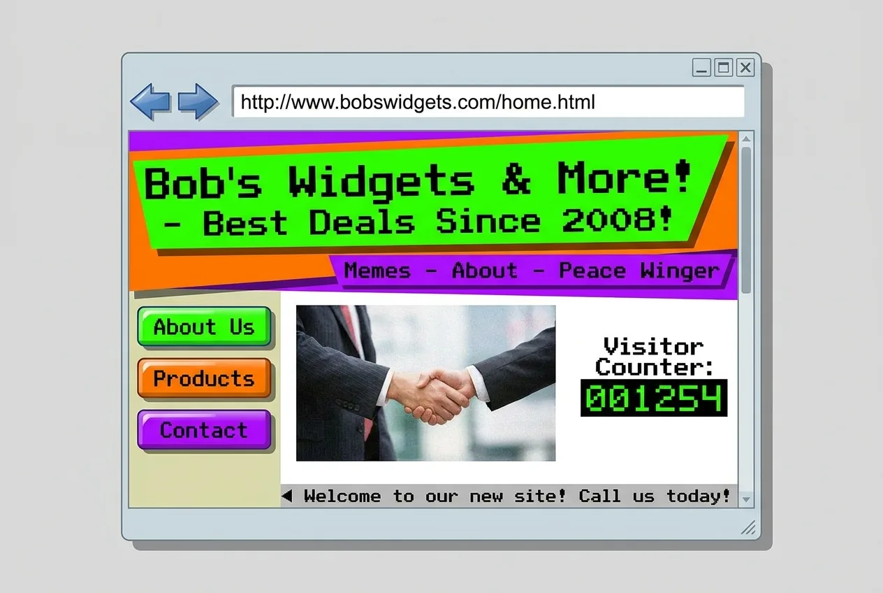 Sitio web antiguo y poco profesional