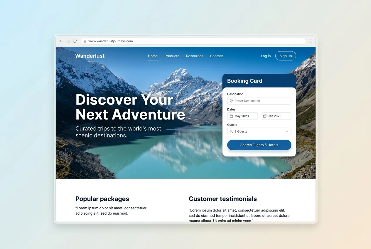 Landing page de turismo